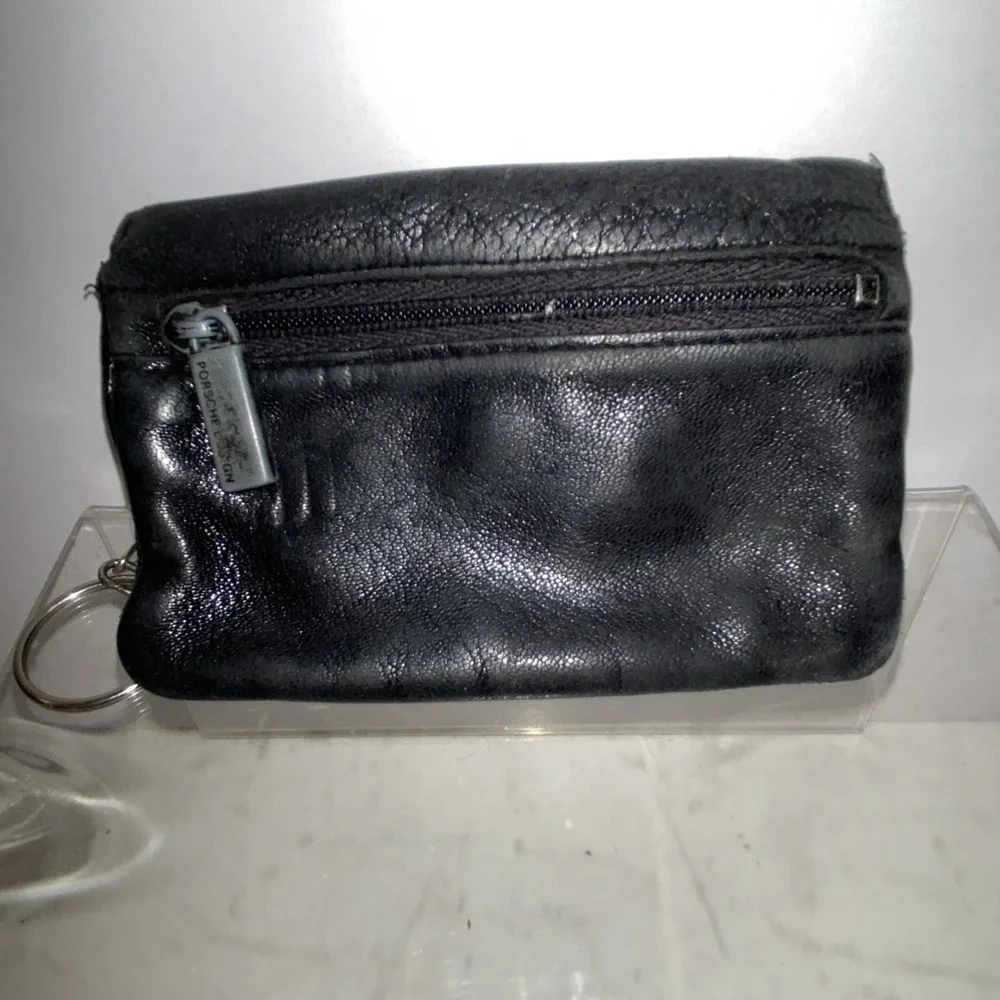 Pre-owned Genuine Porsche Premium Leather ID Card Cash Coin Pouch Purse Wallet